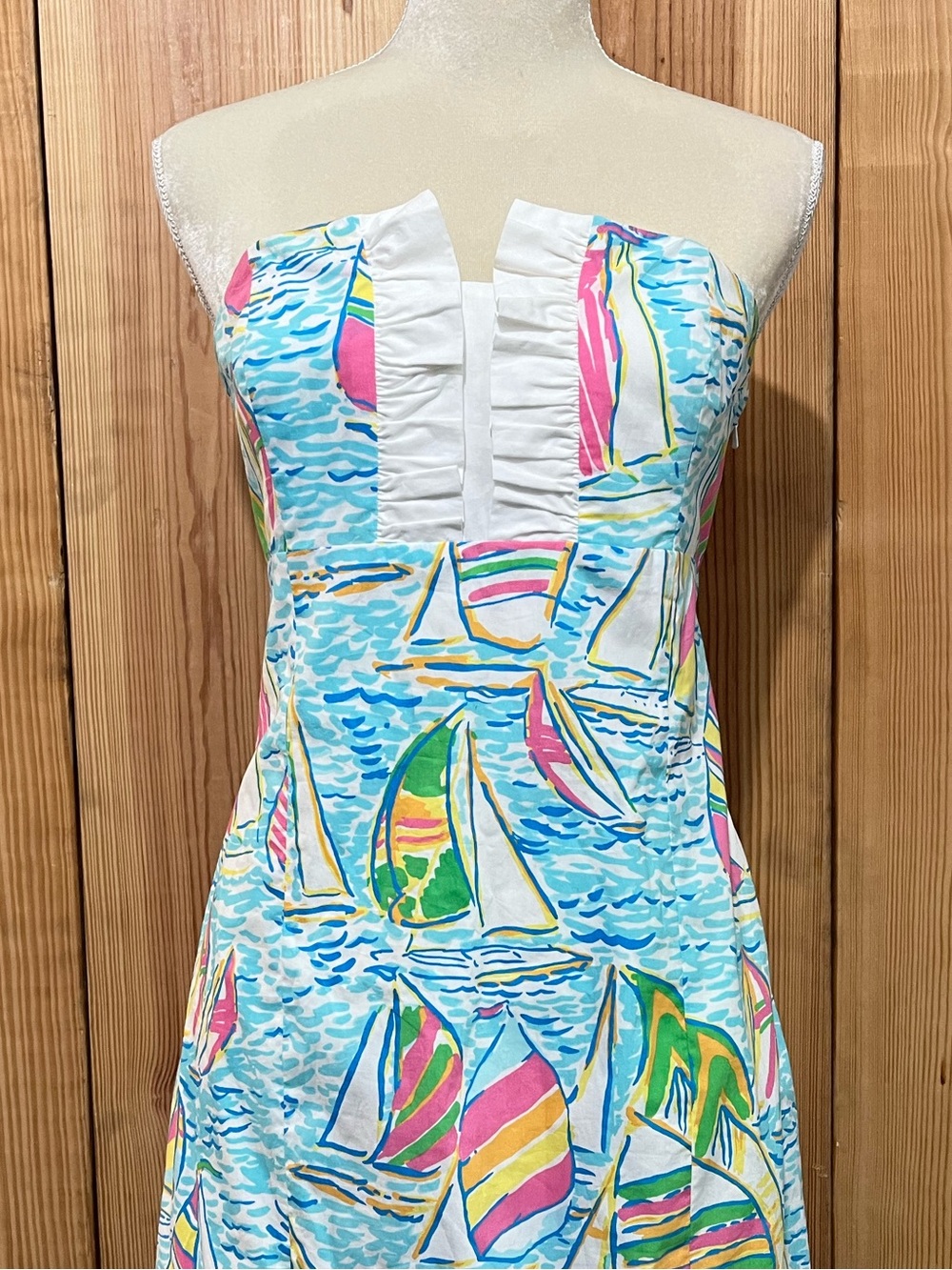 Lilly Pulitzer 32665 Franco Strapless Dress Multi You Gotta Regatta Size 8 - Picture 11 of 12